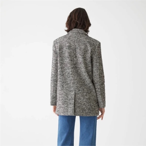 & OTHER STORIES Oversized Blazer Relaxed Double Breasted Jacket Tweed Gray 0 - Picture 3 of 14